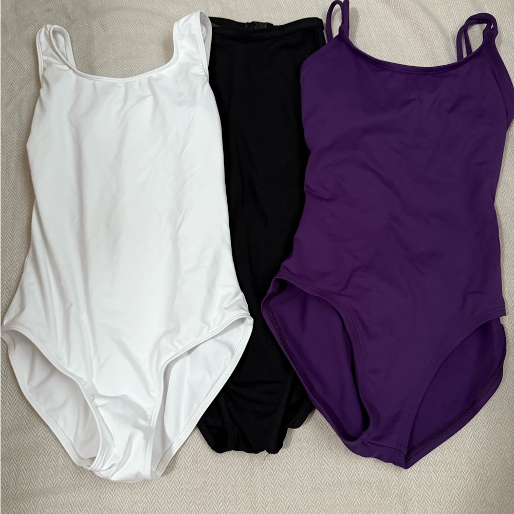 Child L Ballet Leotard Set - White, Black, and Purple